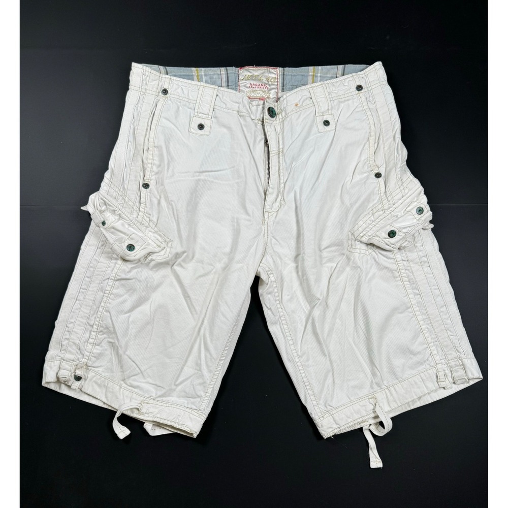 Jet Lag Men's Cargo Shorts Size 36 White Y2K Utility Military Pocket Distressed